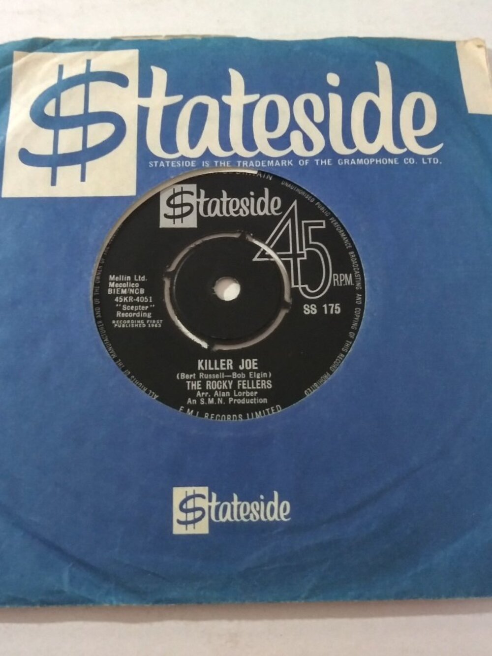 The Rocky Fellers – Killer Joe  VG+ OG UK Import 45RPM Stateside 175 Record 1963